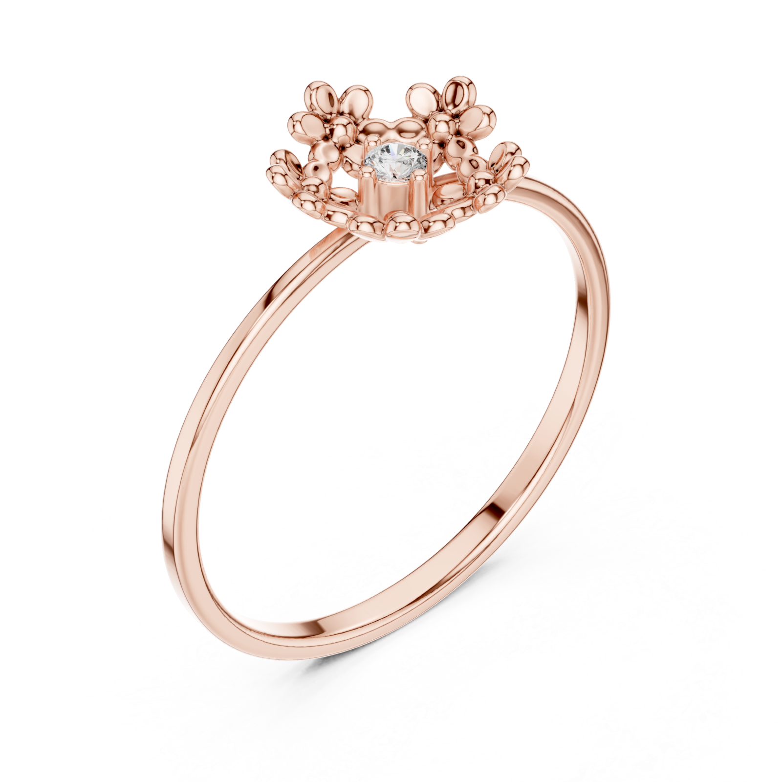  Rose Gold Luminous Regal Garland Solitaire Band Right View