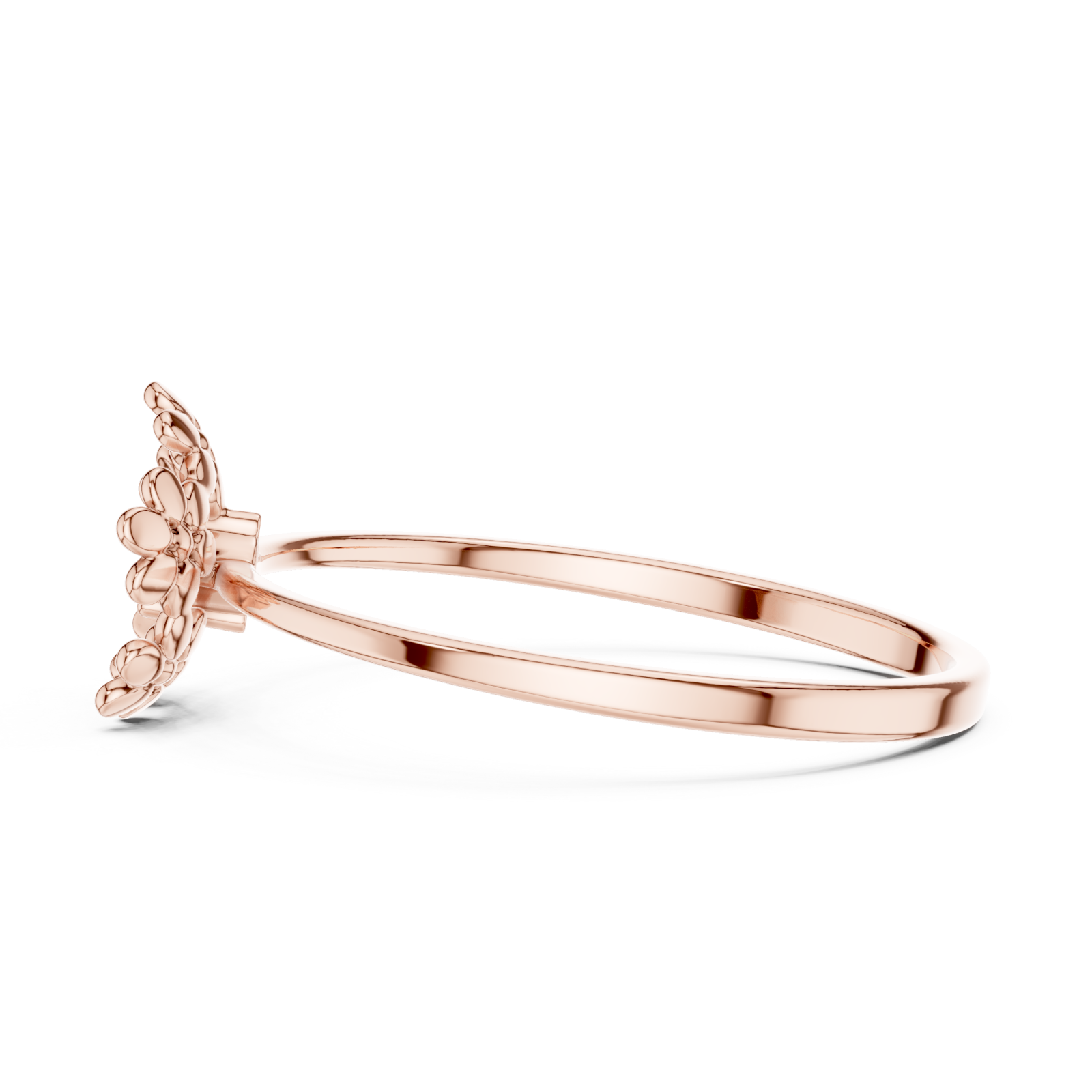  Rose Gold Luminous Regal Garland Solitaire Band Side View