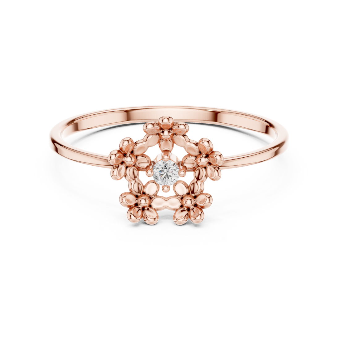  Rose Gold Luminous Regal Garland Solitaire Band Right View