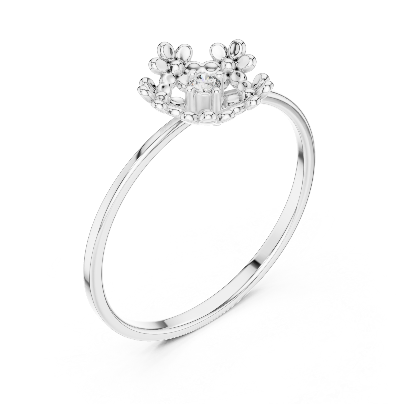  White Gold Luminous Regal Garland Solitaire Band Right View