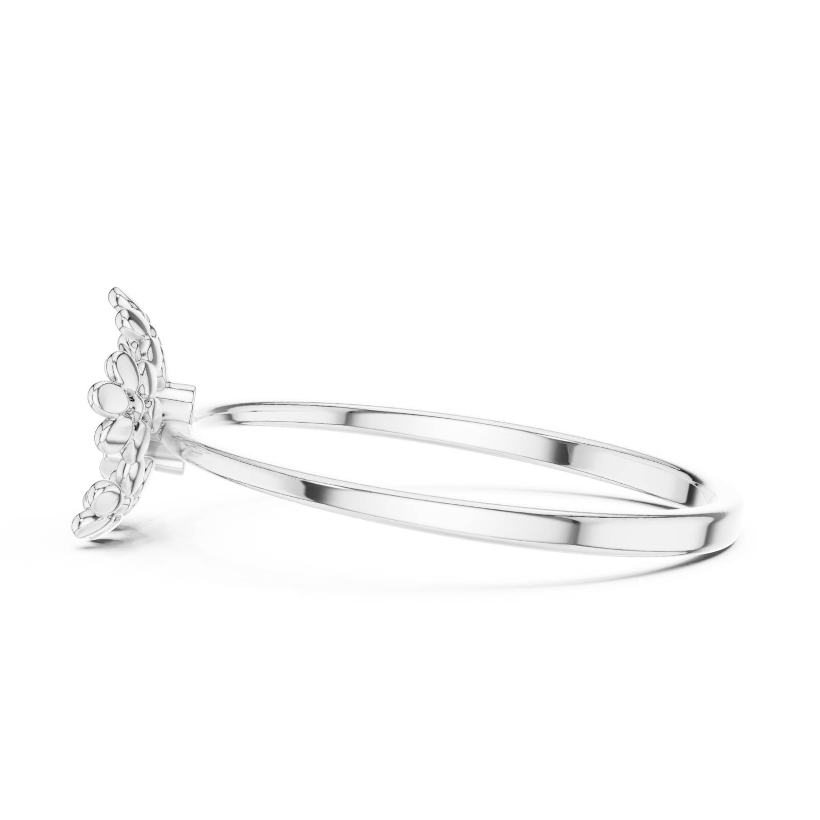  White Gold Luminous Regal Garland Solitaire Band Side View