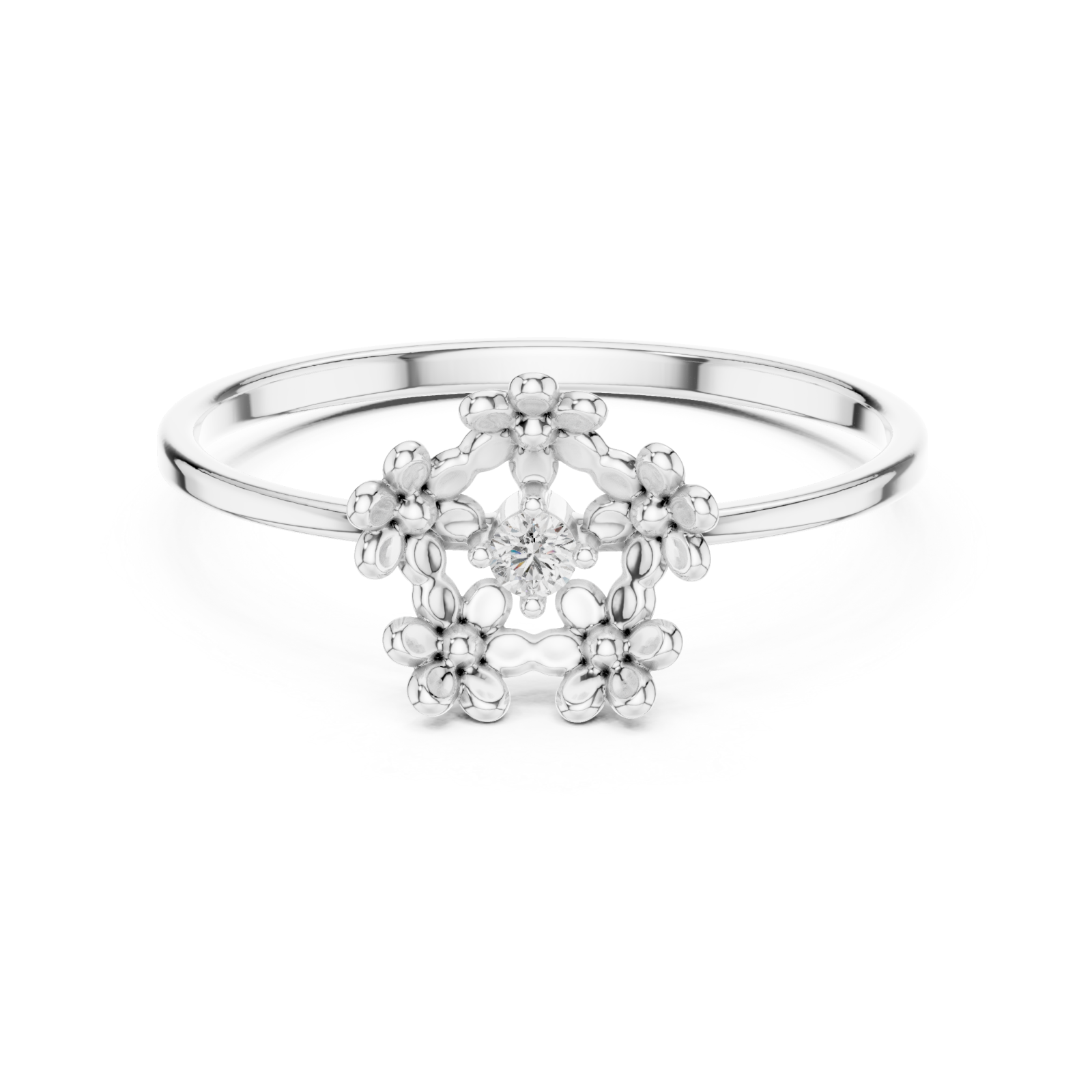  White Gold Luminous Regal Garland Solitaire Band Front View