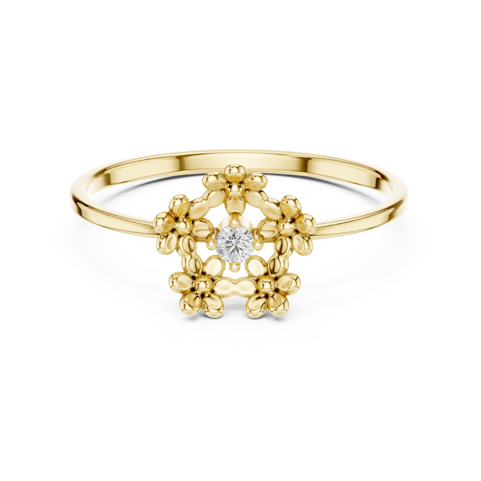  Gold Luminous Regal Garland Solitaire Band Front View