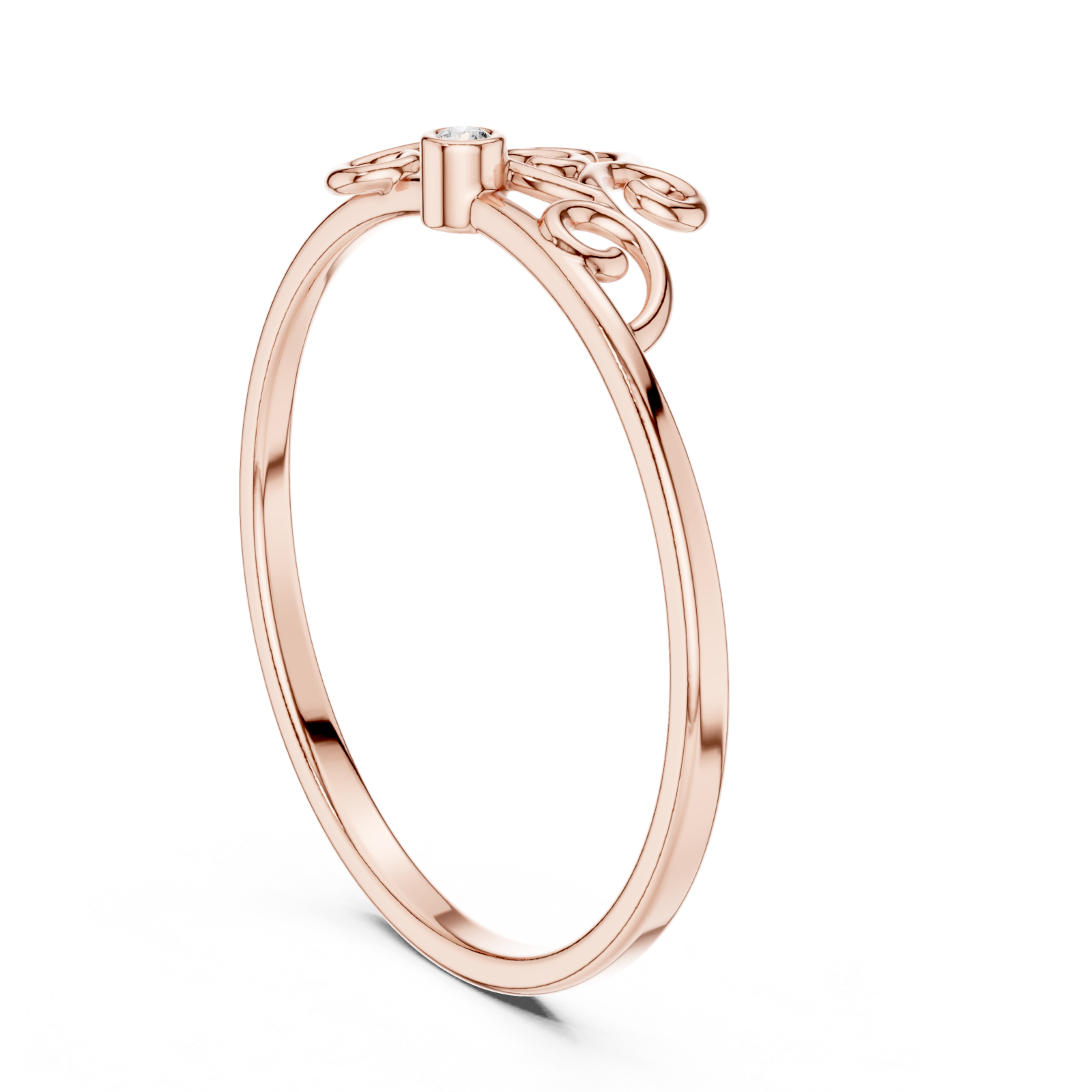  Rose Gold Whispering Curves Harmony Promise Ring Left View