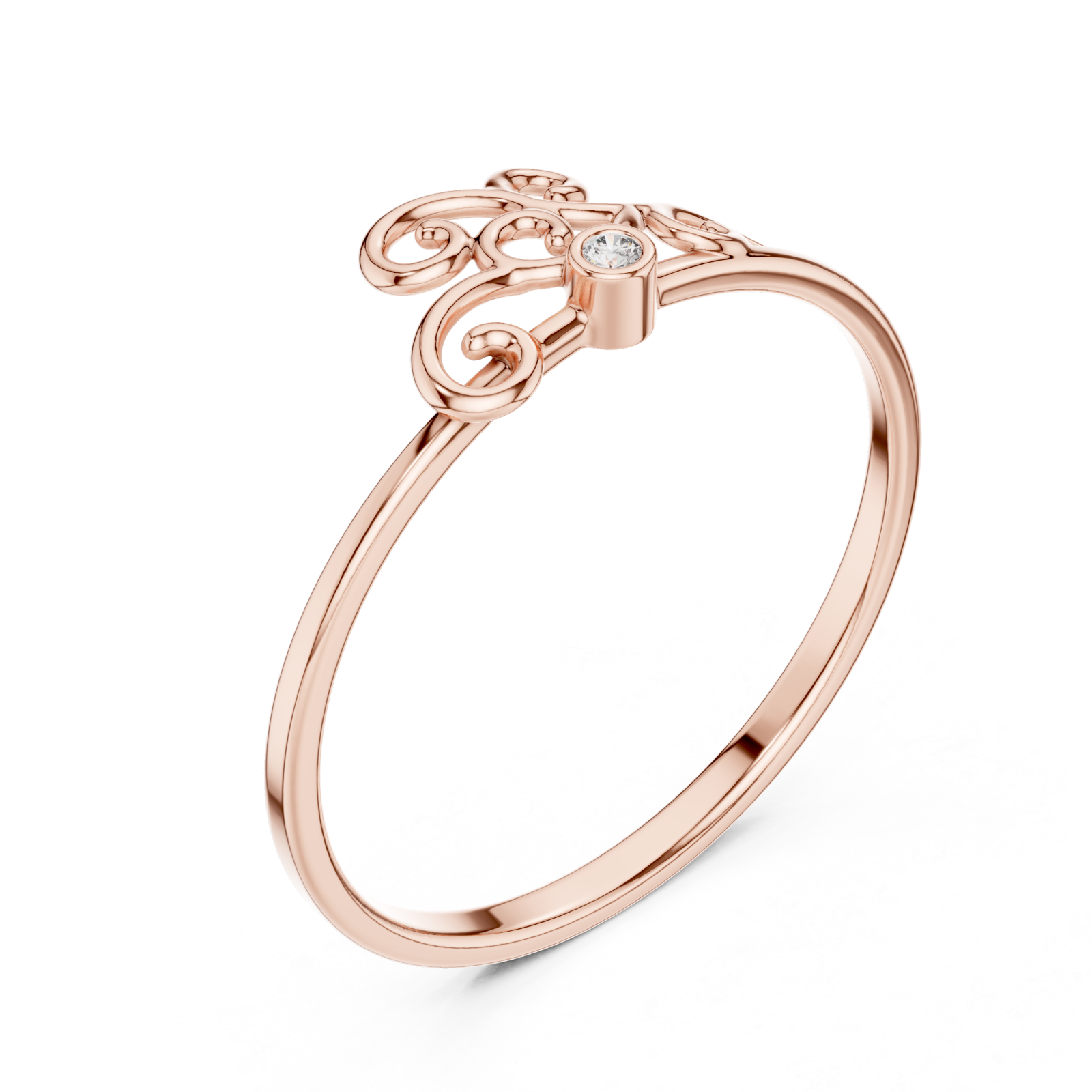  Rose Gold Whispering Curves Harmony Promise Ring Right View