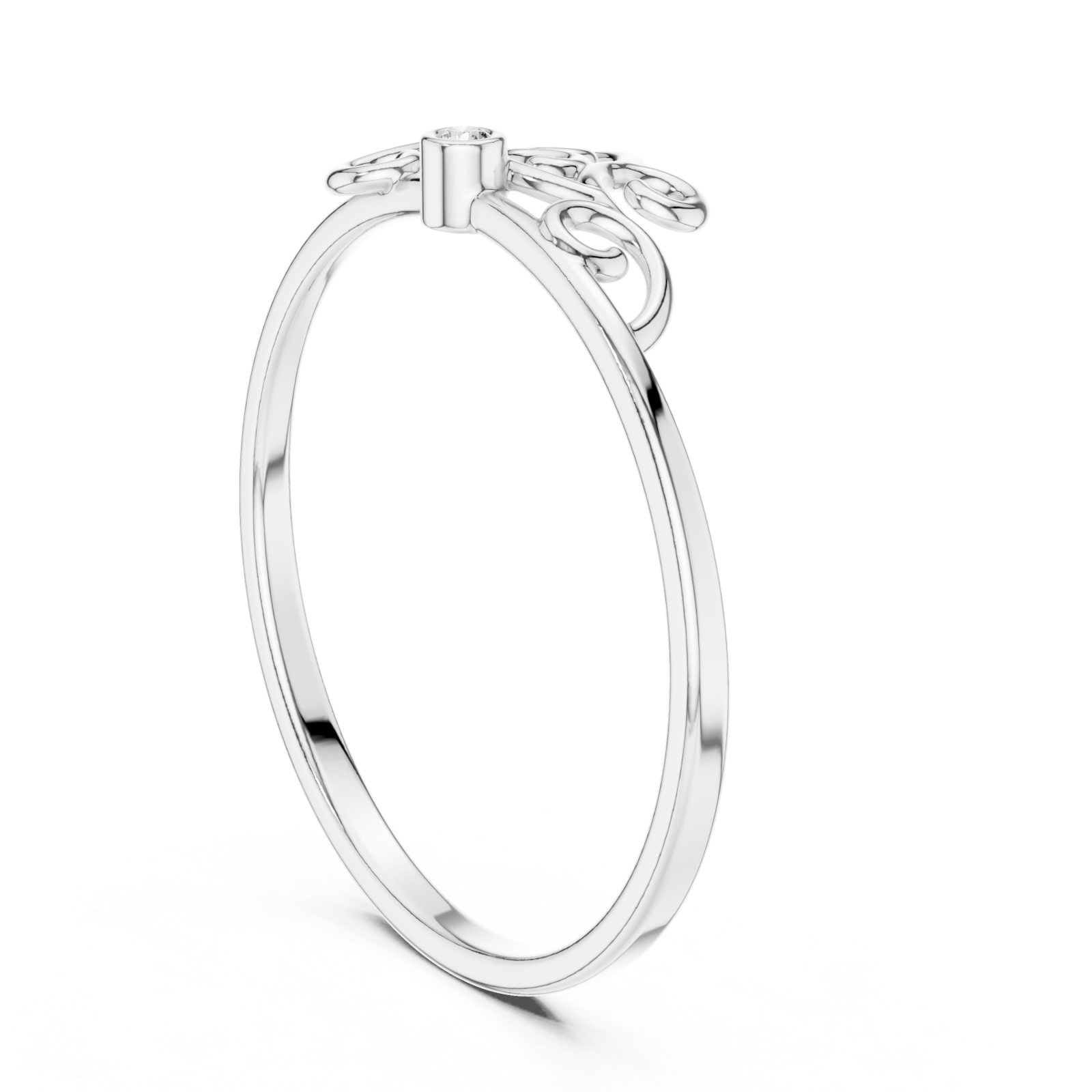  White Gold Whispering Curves Harmony Promise Ring Left View