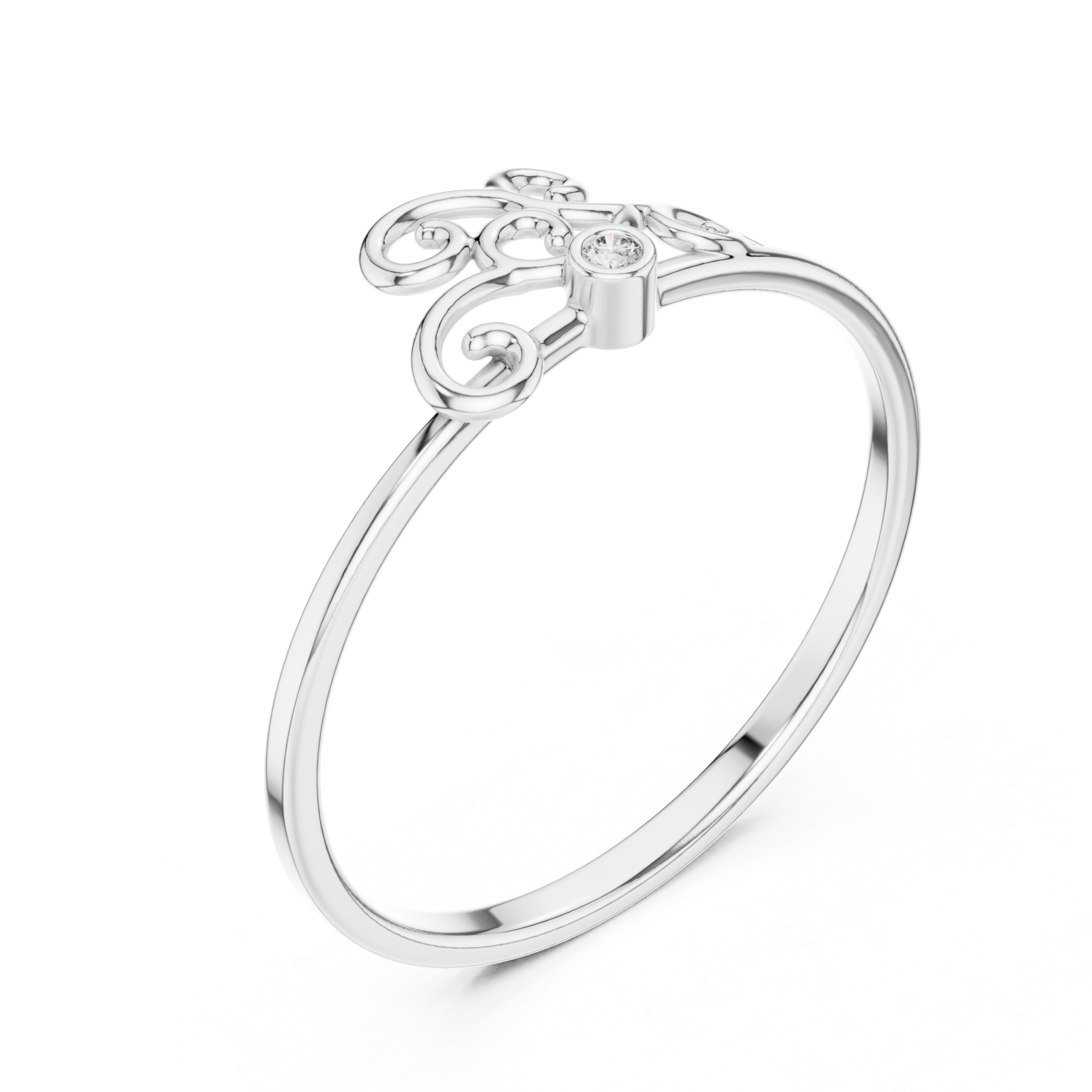  White Gold Whispering Curves Harmony Promise Ring Right View