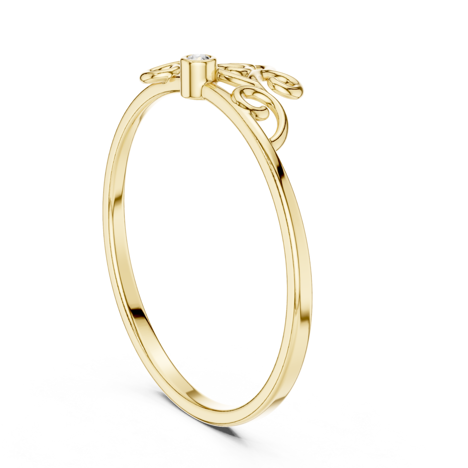  Gold Whispering Curves Harmony Promise Ring Left View