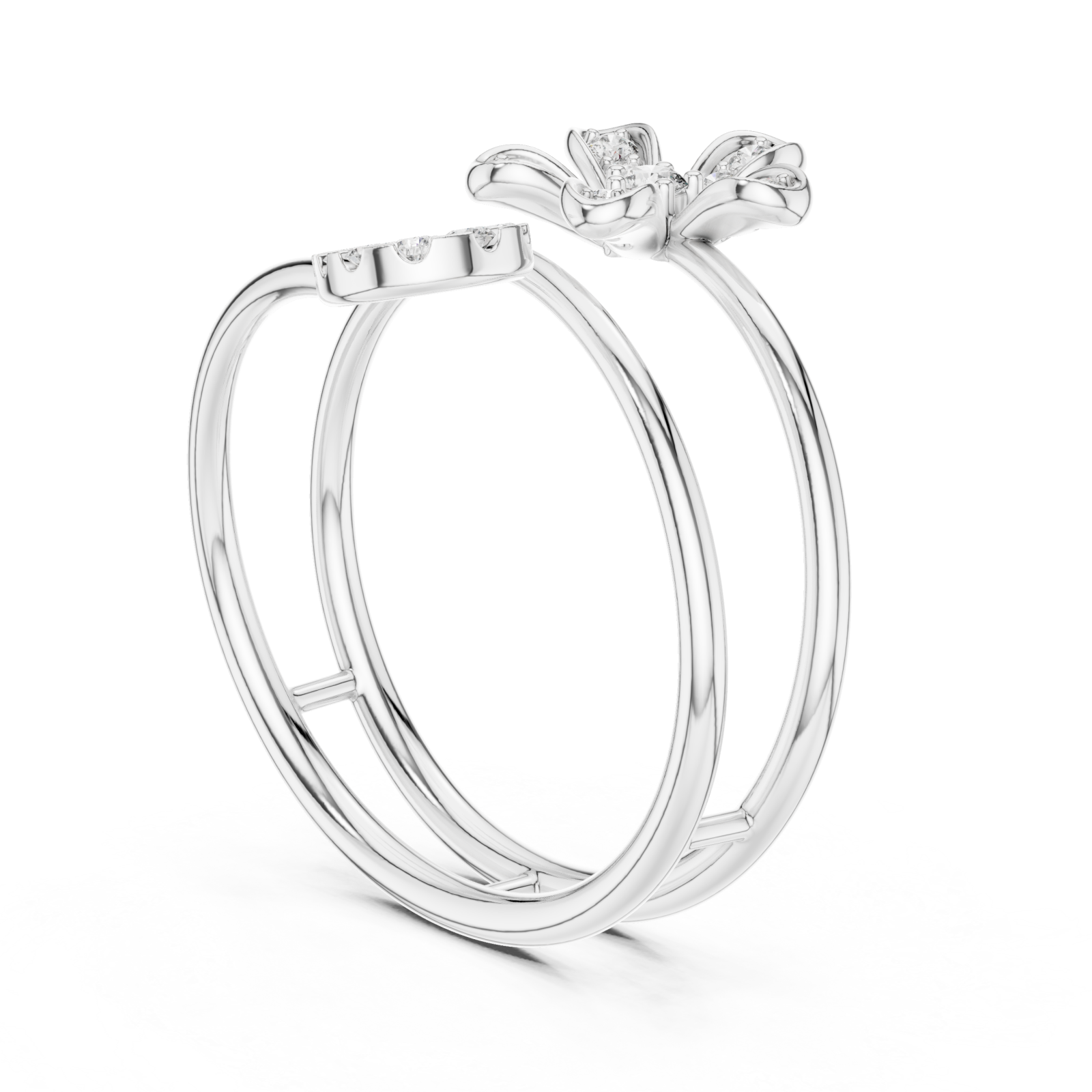  White Gold Blooming Flight Harmony Ring Left View