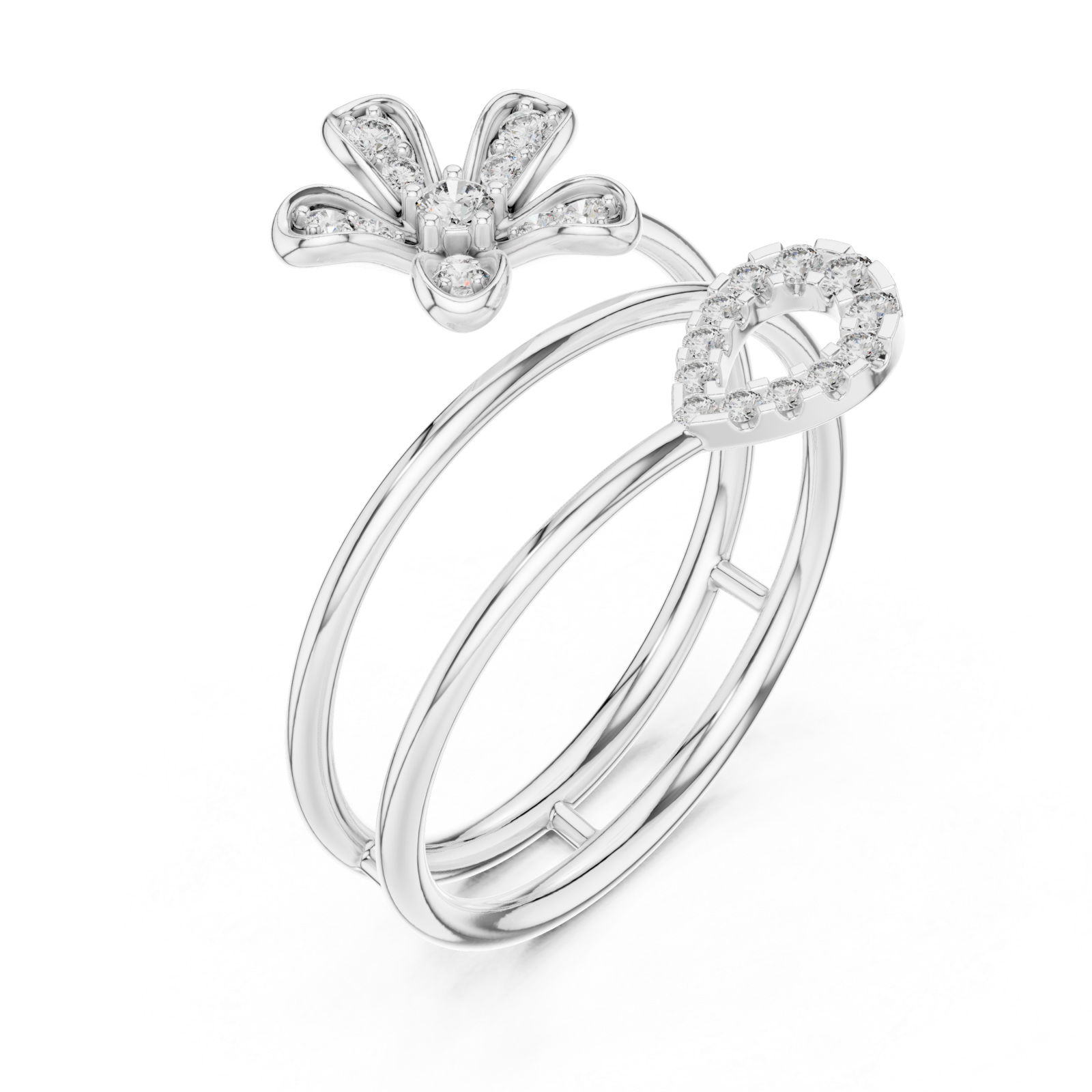  White Gold Blooming Flight Harmony Ring Right View