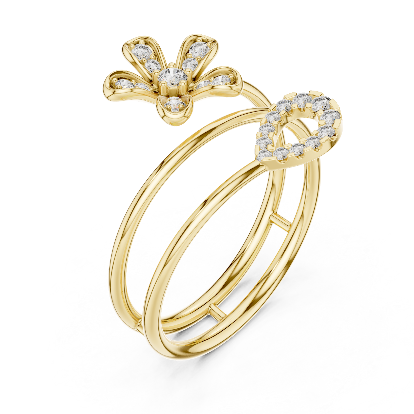 Gold Blooming Flight Harmony Ring Right View