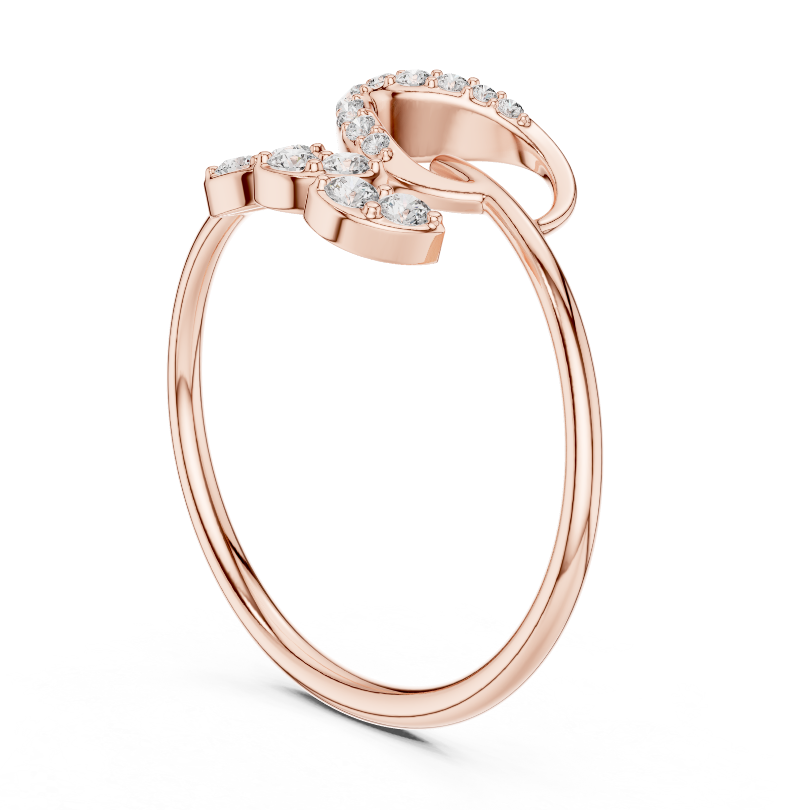  Rose Gold Lustrous Petal Embrace Ring Left View