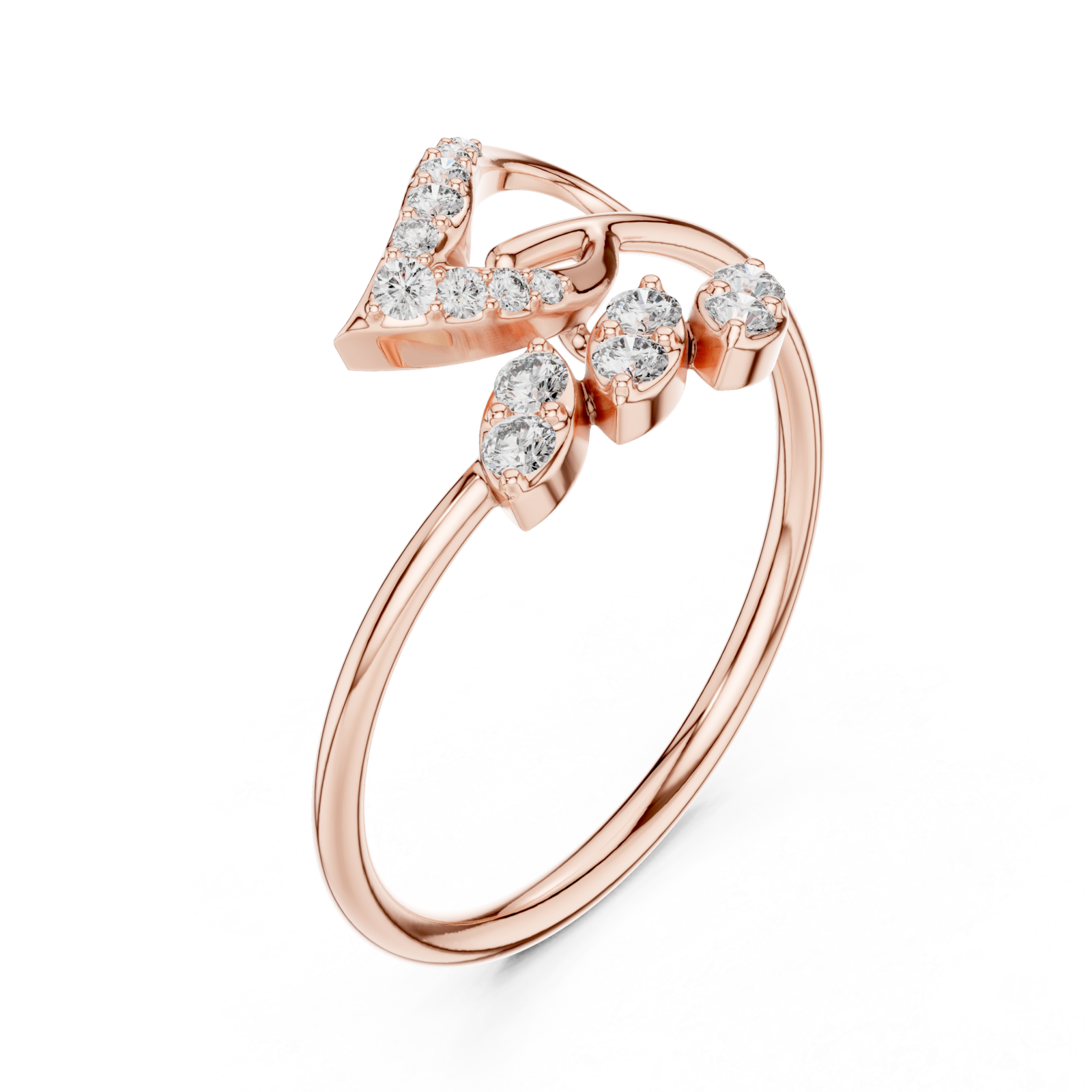  Rose Gold Lustrous Petal Embrace Ring Right View