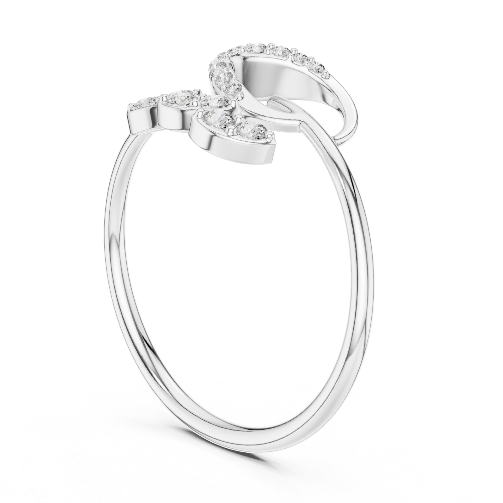  White Gold Lustrous Petal Embrace Ring Left View