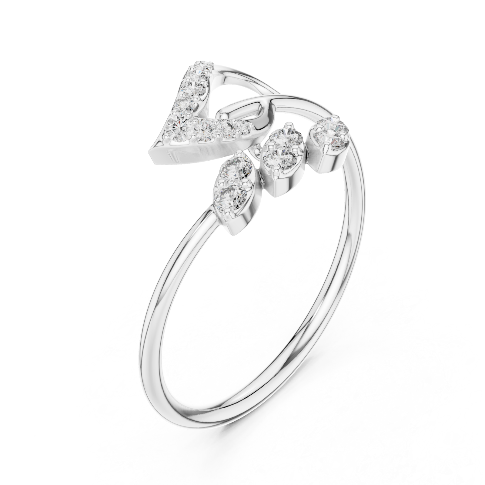  White Gold Lustrous Petal Embrace Ring Right View