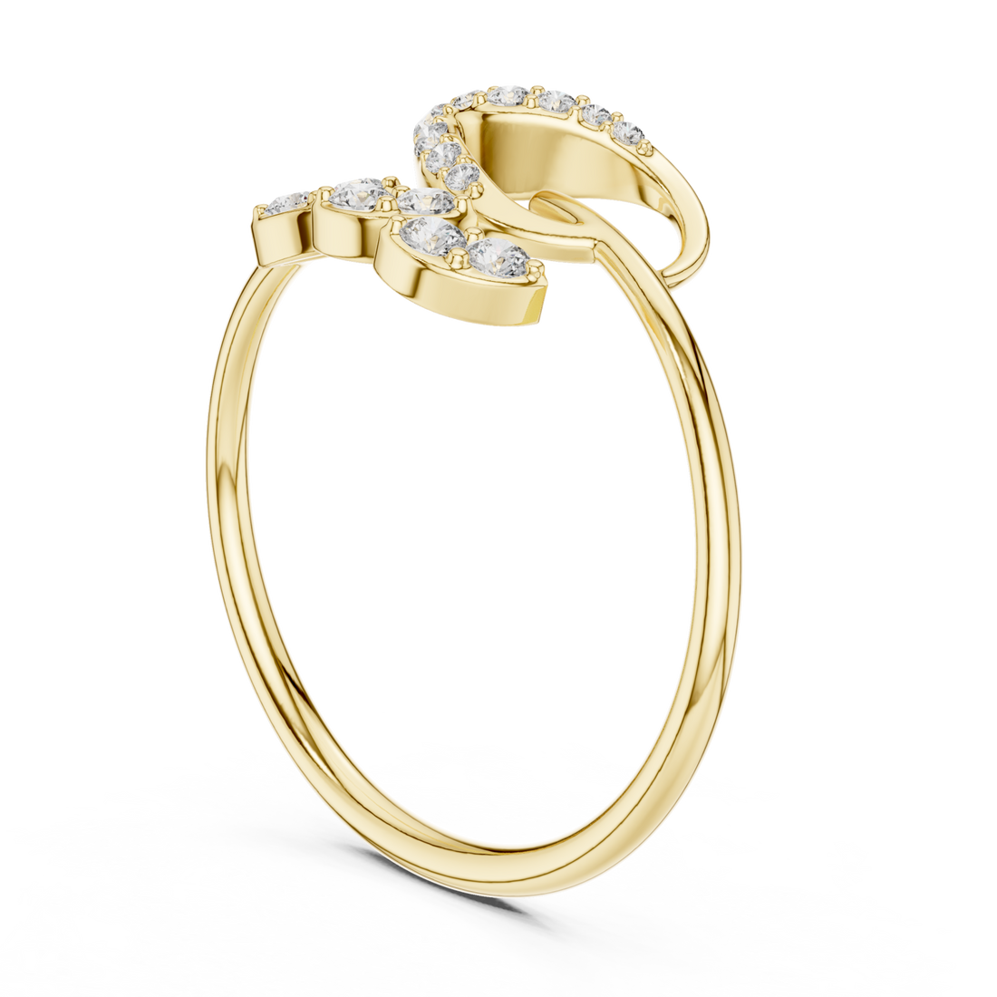 Gold Lustrous Petal Embrace Ring Right View