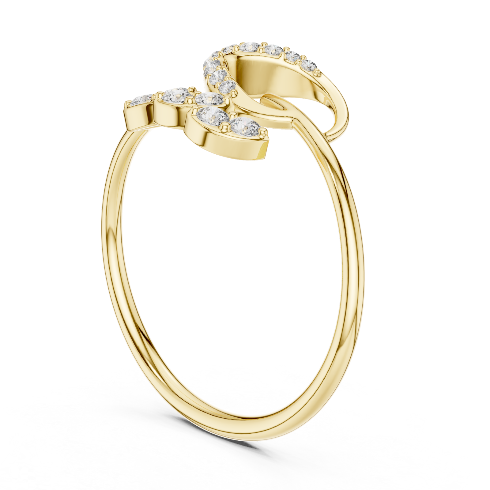  Gold Lustrous Petal Embrace Ring Left View