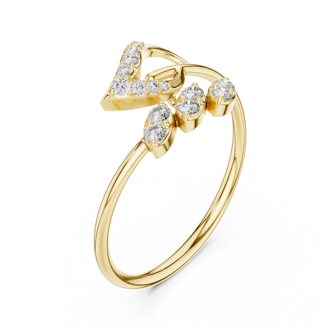 Gold Lustrous Petal Embrace Ring Right View