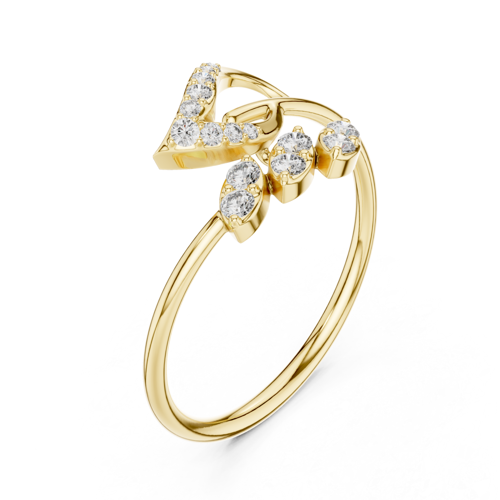 Gold Lustrous Petal Embrace Ring Right View