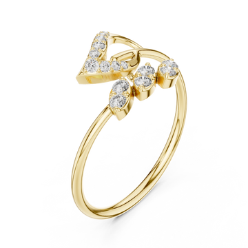 Gold Lustrous Petal Embrace Ring Right View