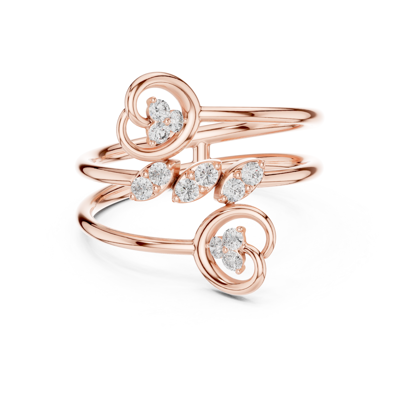  Rose Gold Twilight Muse Statement Band Ring Front View