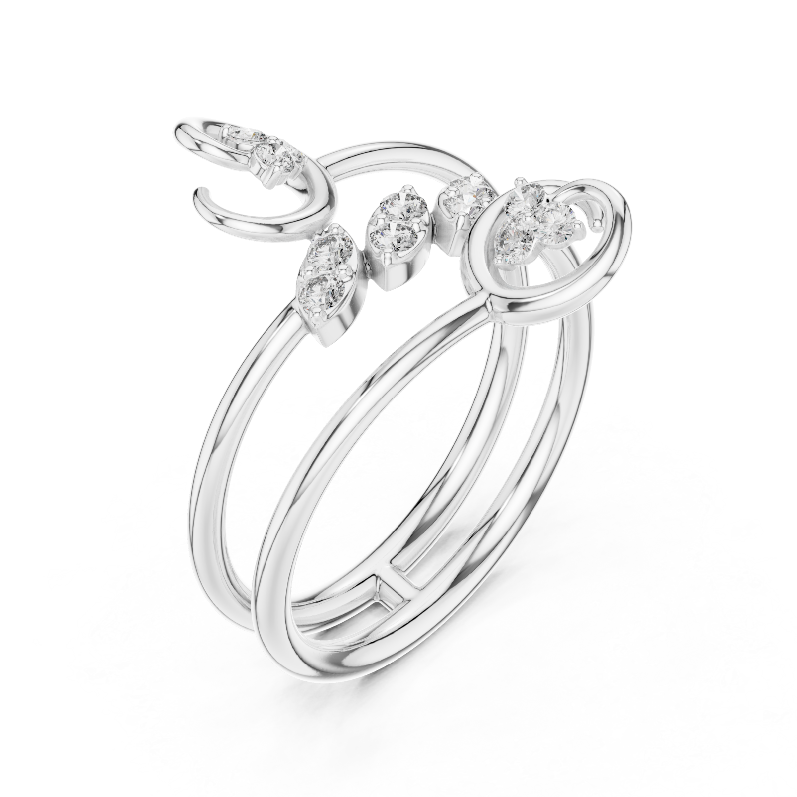  White Gold Twilight Muse Statement Band Ring Right View