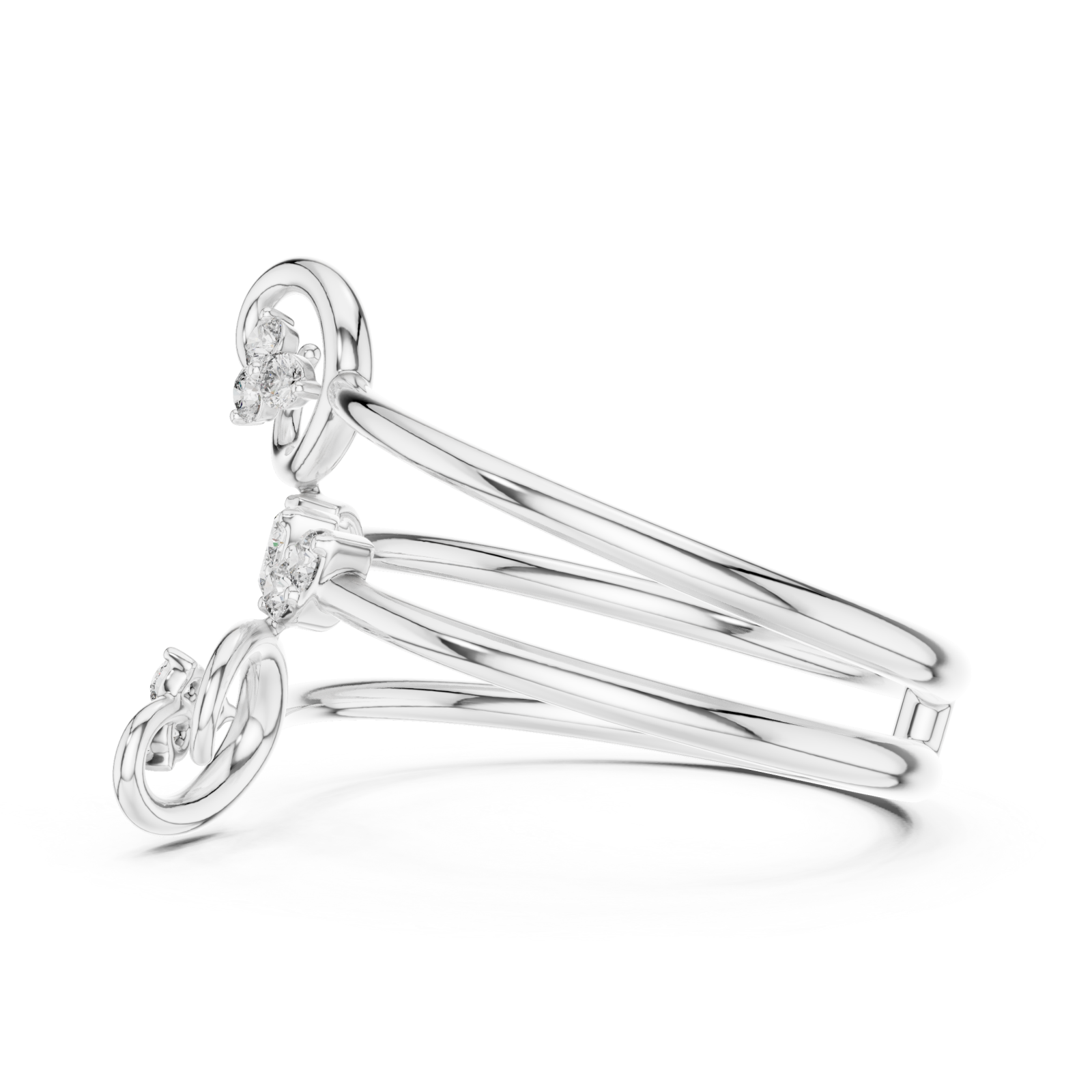 White Gold Twilight Muse Statement Band Ring Side View