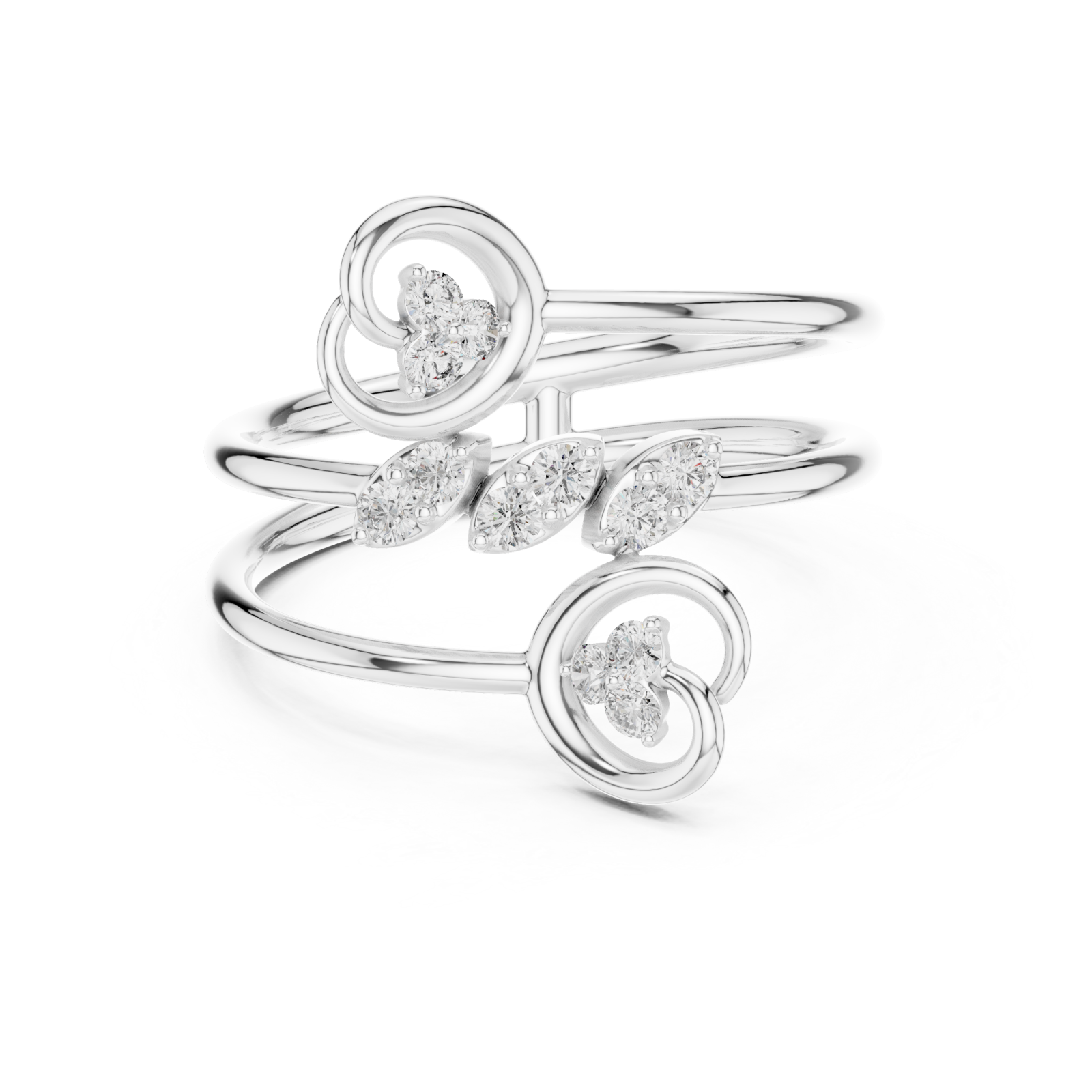  White Gold Twilight Muse Statement Band Ring Front View