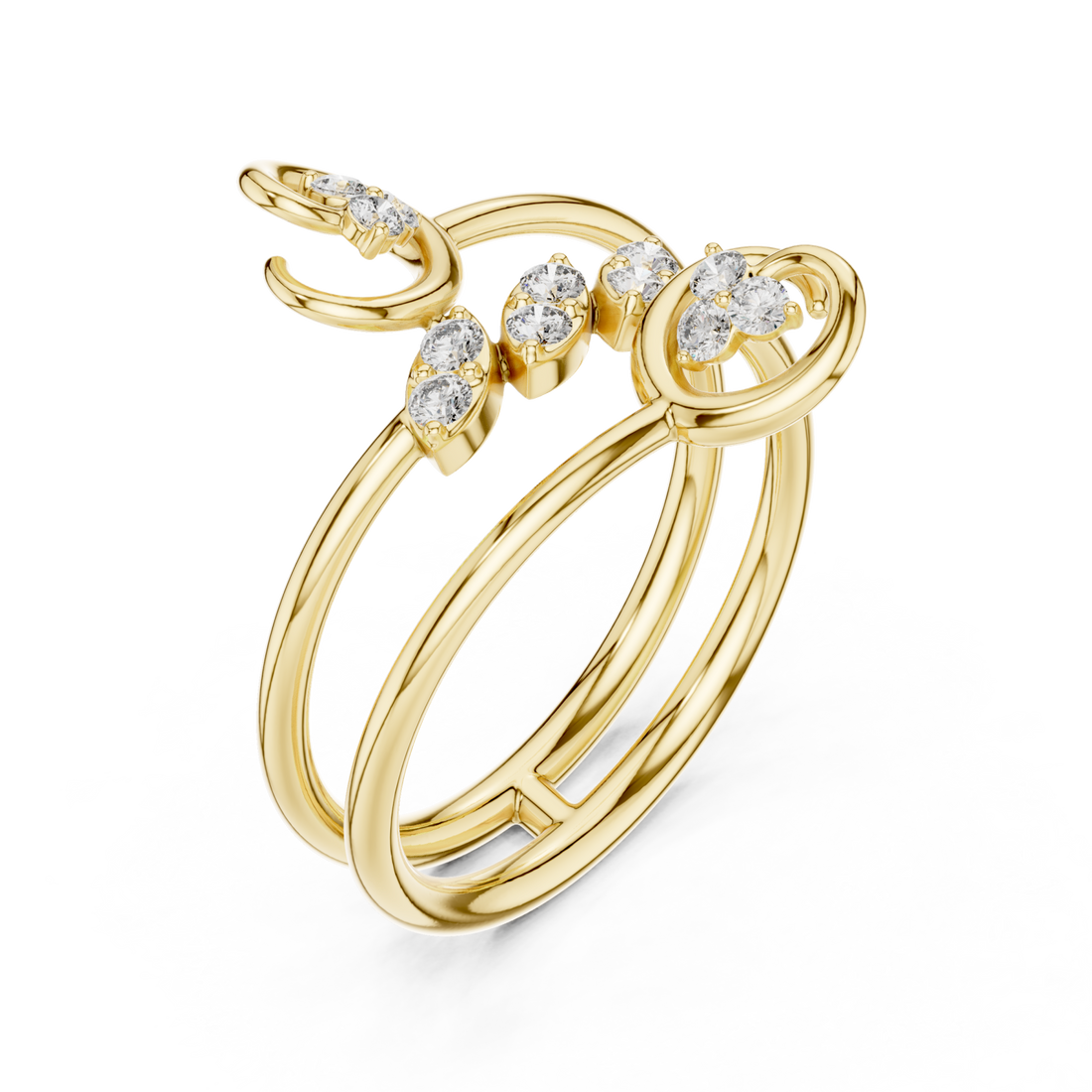 Gold Twilight Muse Statement Band Ring Right View