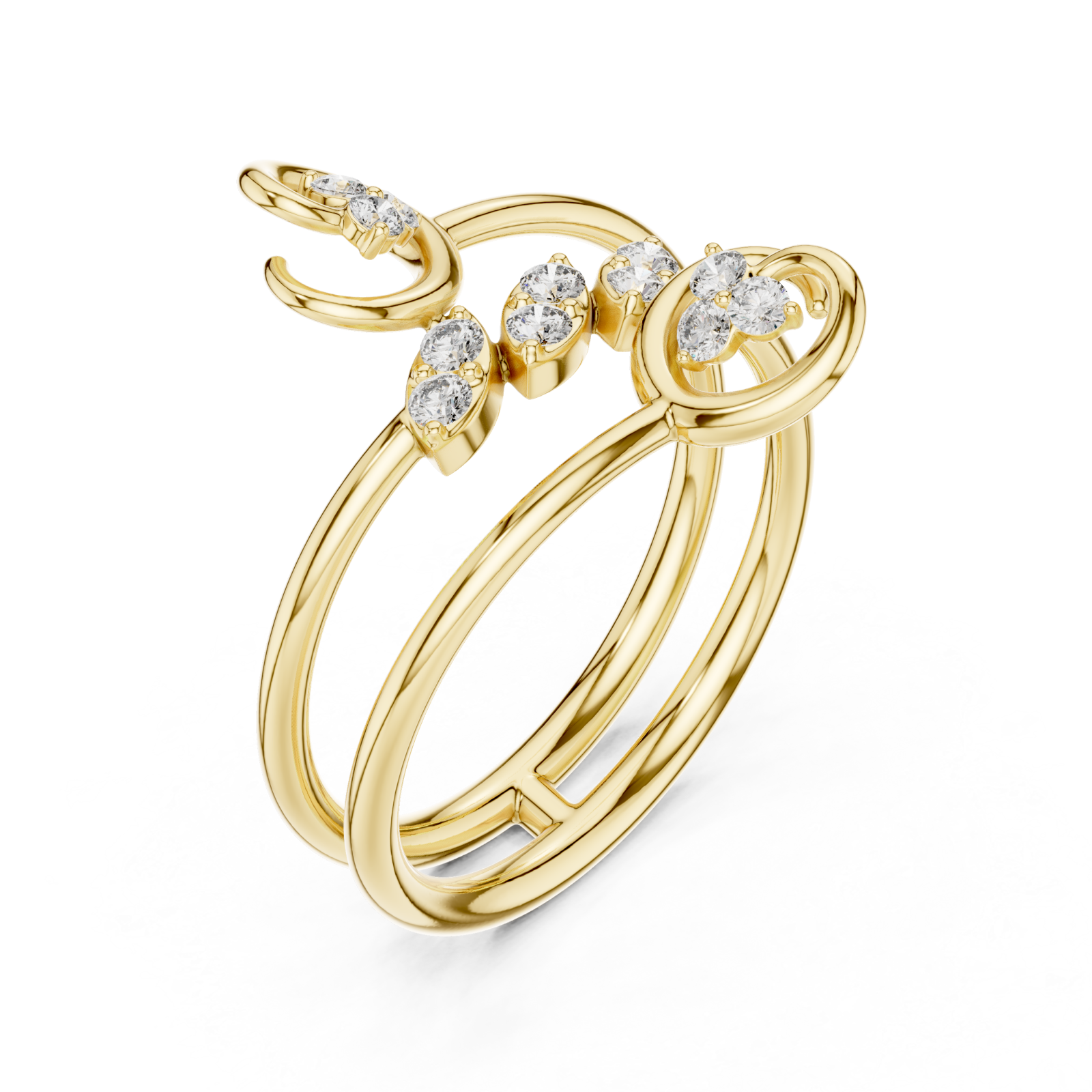 Gold Twilight Muse Statement Band Ring Right View