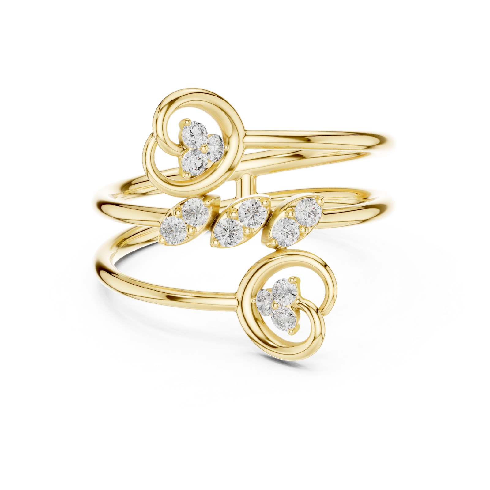  Gold Twilight Muse Statement Band Ring Front View