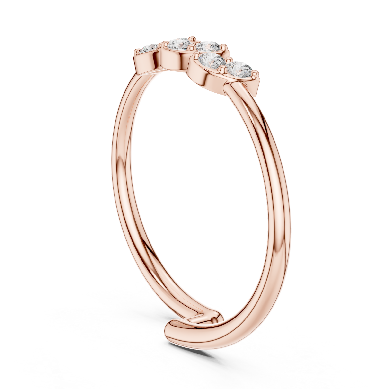  Rose Gold Infini Curve Triple Accent Artistry Ring Left View
