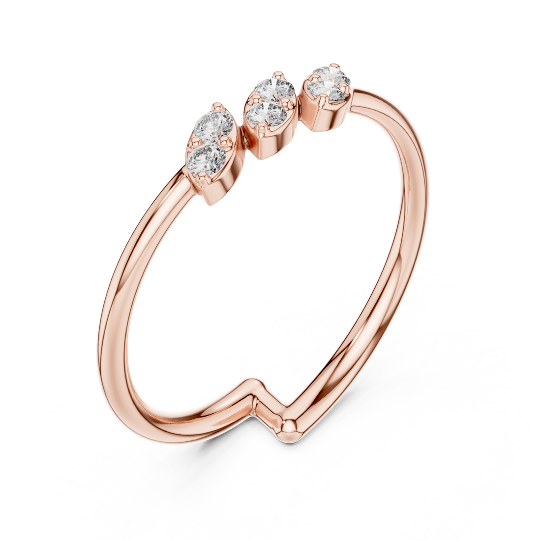  Rose Gold Infini Curve Triple Accent Artistry Ring Right View