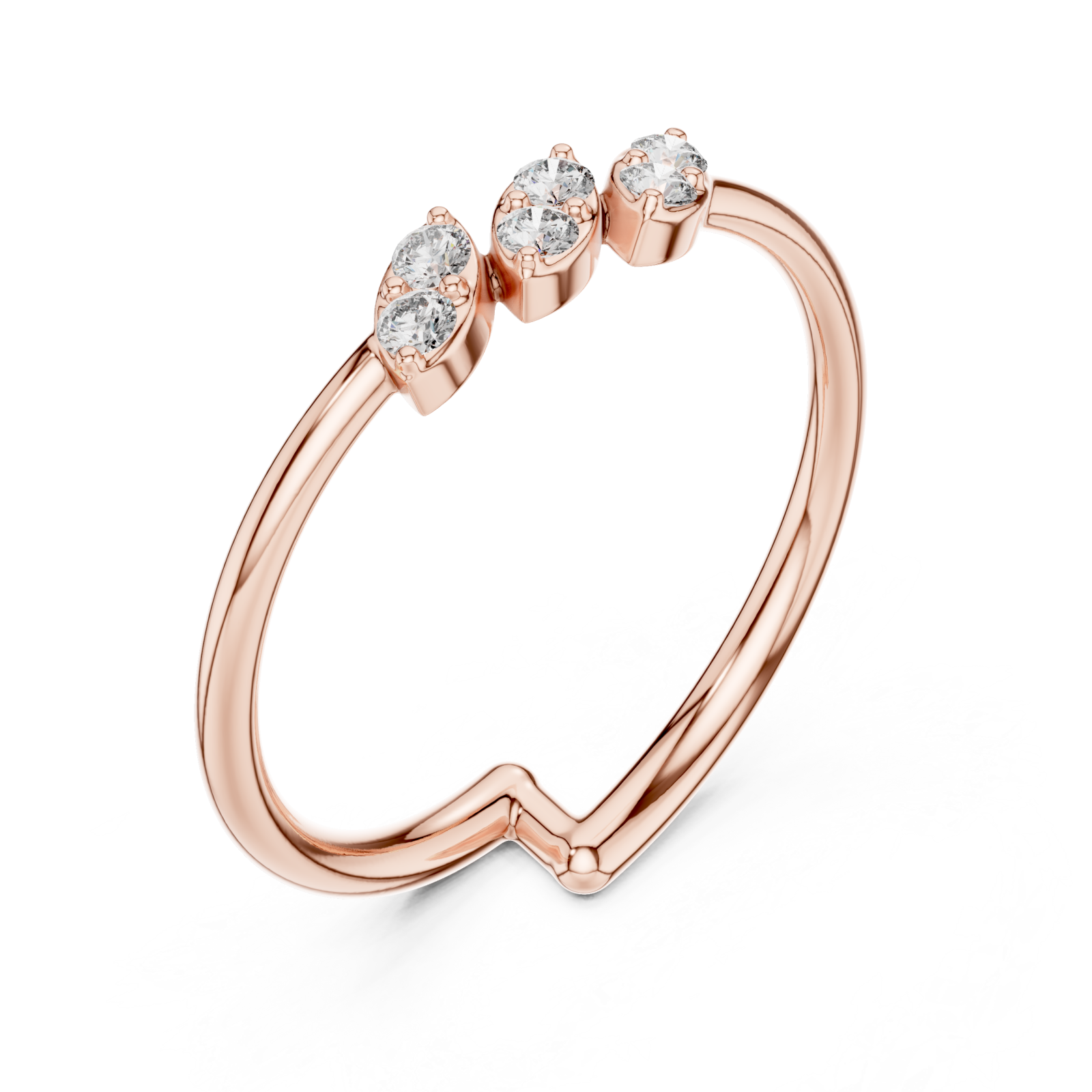  Rose Gold Infini Curve Triple Accent Artistry Ring Right View