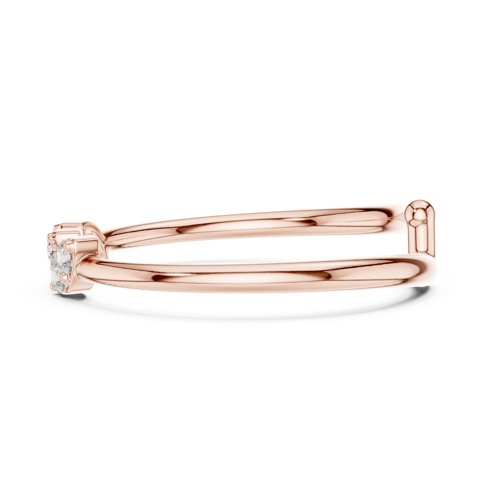  Rose Gold Infini Curve Triple Accent Artistry Ring Side View