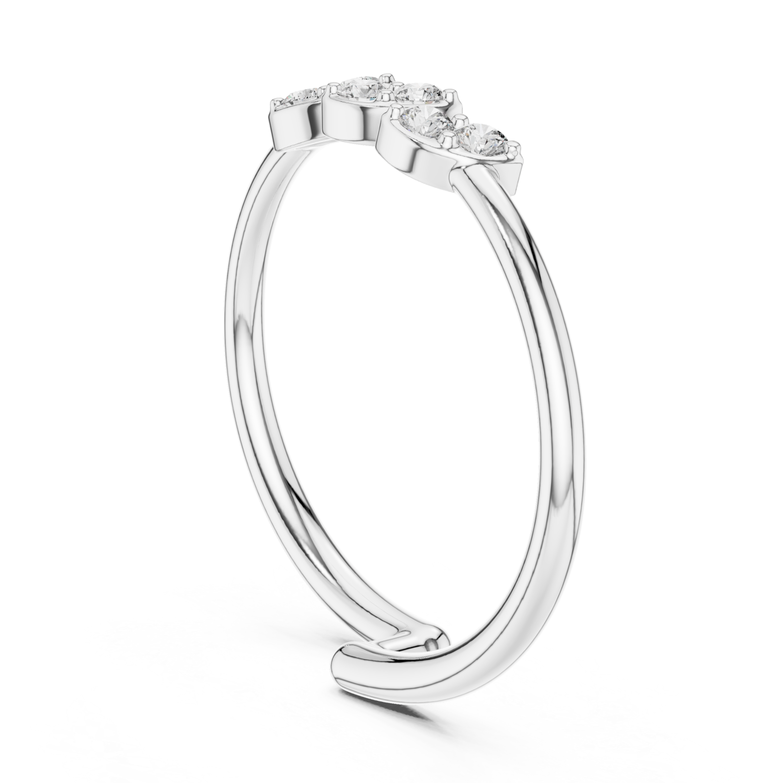  White Gold Infini Curve Triple Accent Artistry Ring Left View