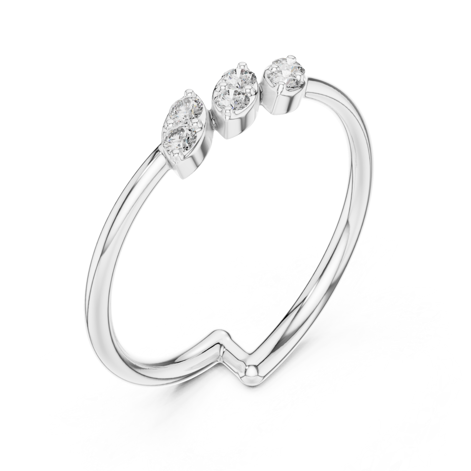  White Gold Infini Curve Triple Accent Artistry Ring Right View