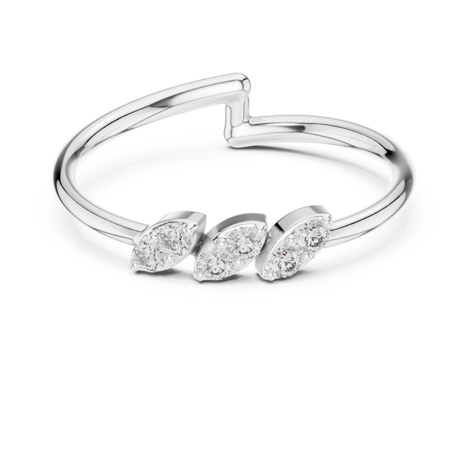  White Gold Infini Curve Triple Accent Artistry Ring Front View