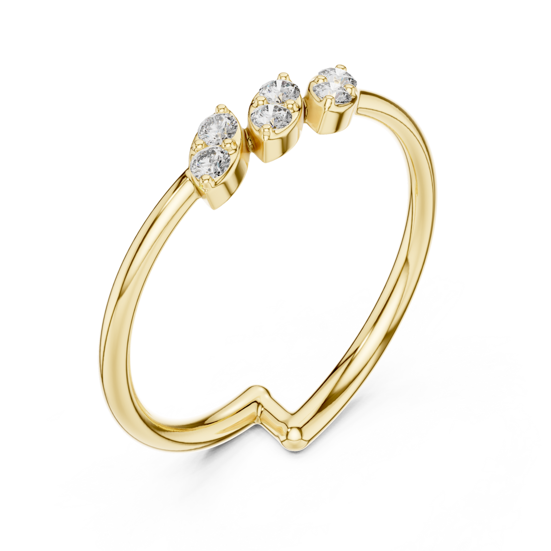 Gold Infini Curve Triple Accent Artistry Ring Right View