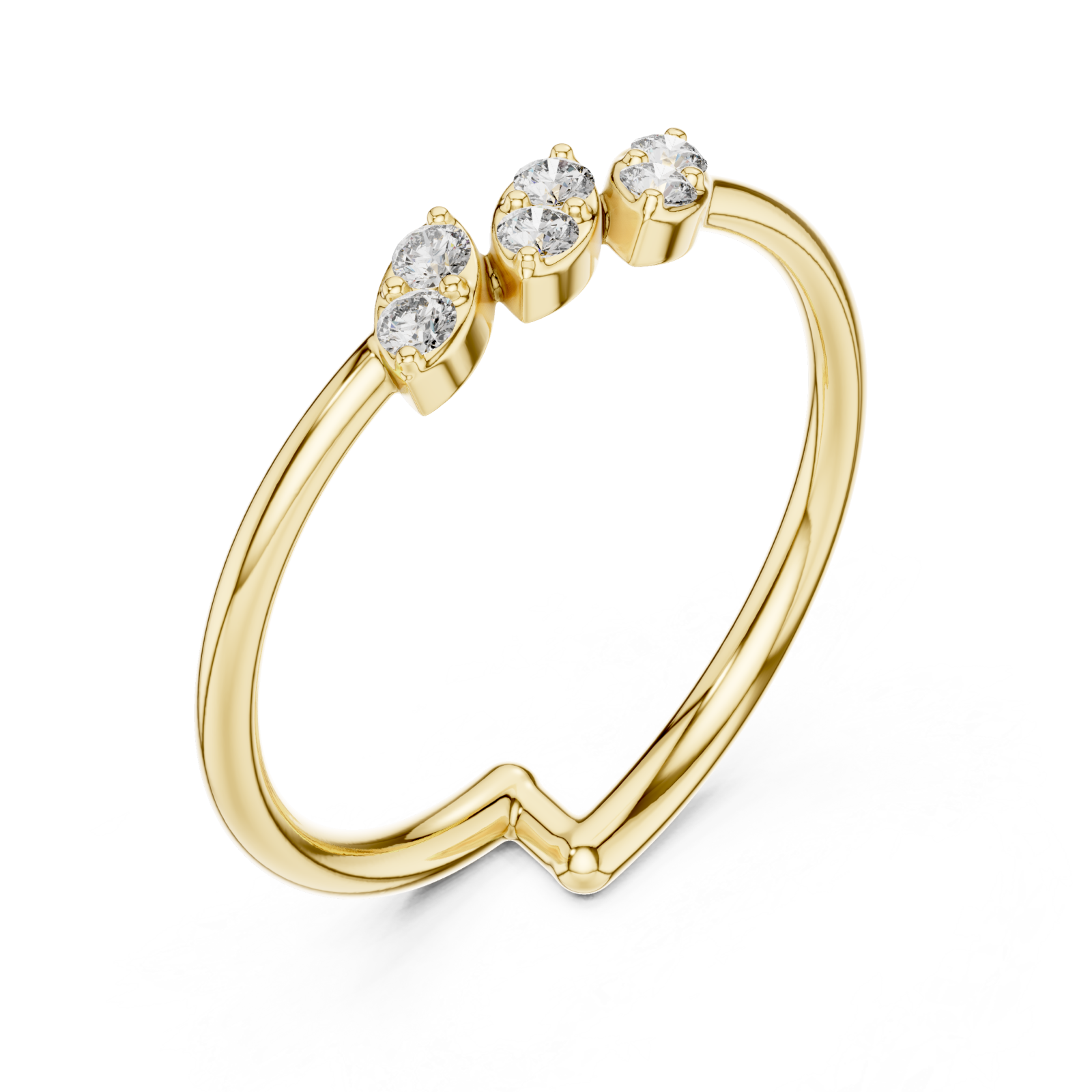 Gold Infini Curve Triple Accent Artistry Ring Right View