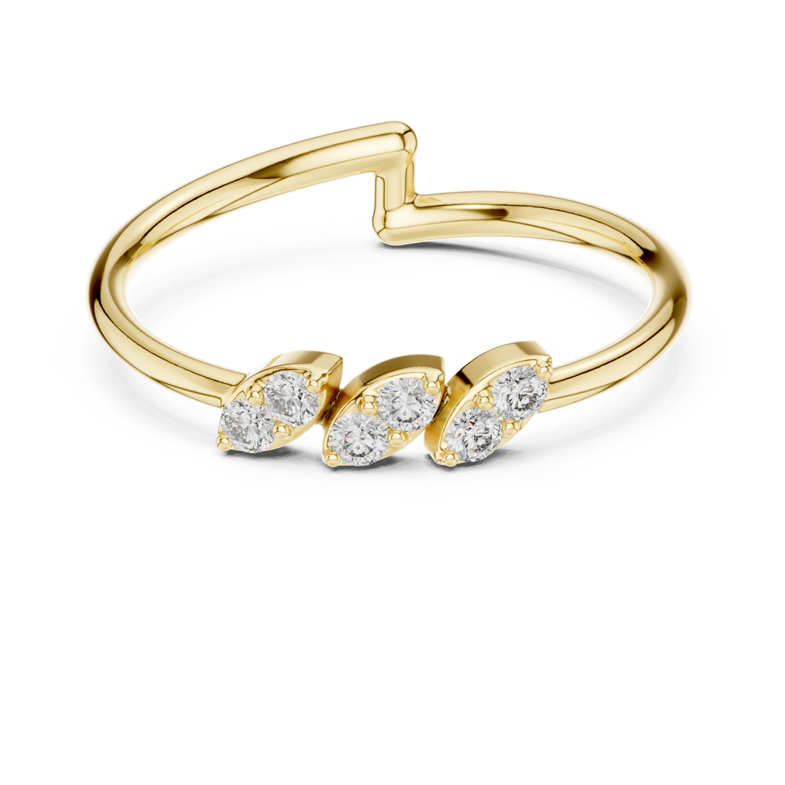 Gold Infini Curve Triple Accent Artistry Ring Right View