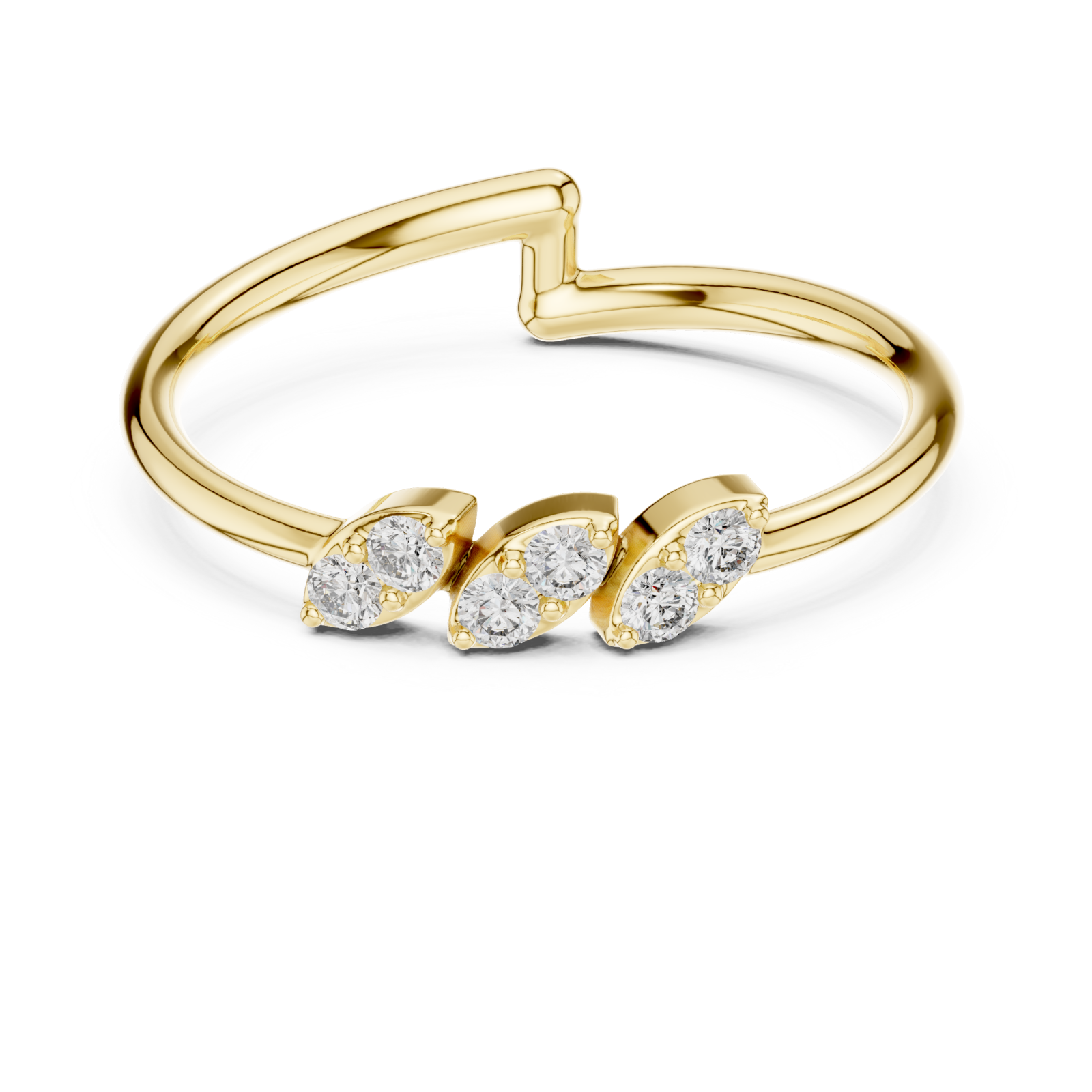  Gold Infini Curve Triple Accent Artistry Ring Front View