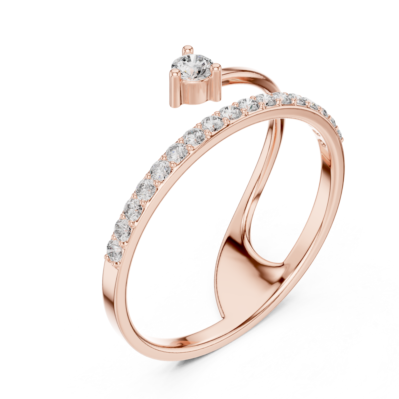  Rose Gold Infinite Grace Crossover Solitaire Ring Right View