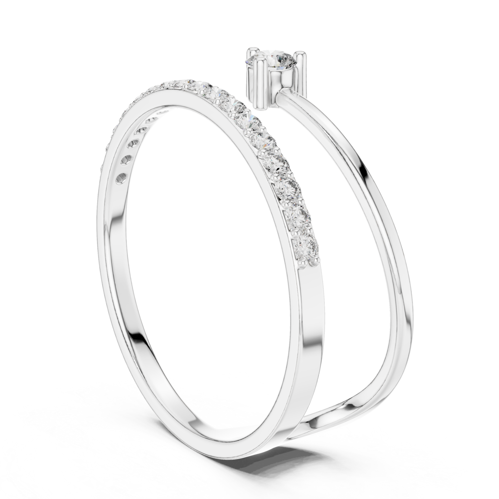  White Gold Infinite Grace Crossover Solitaire Ring Left View