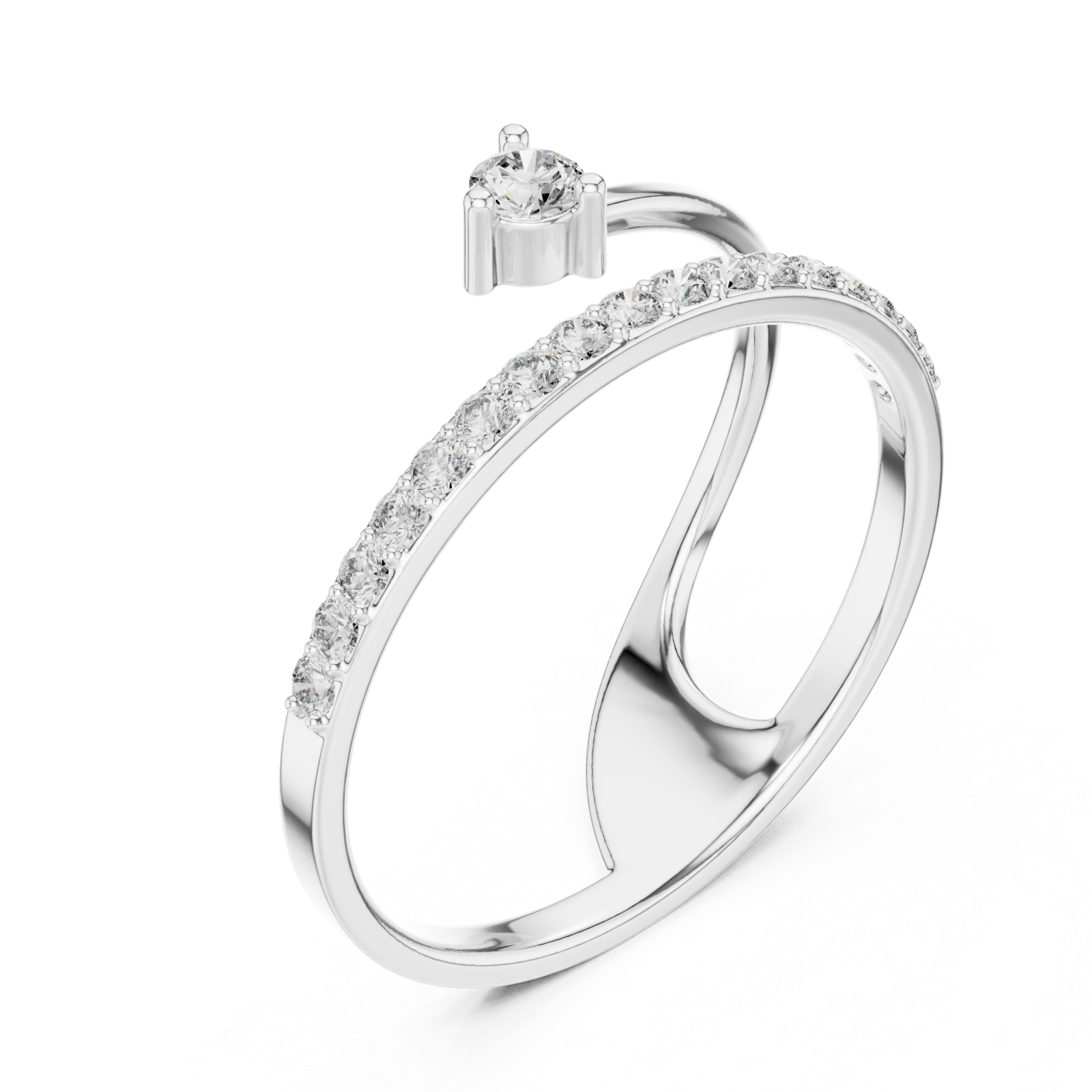  White Gold Infinite Grace Crossover Solitaire Ring Right View