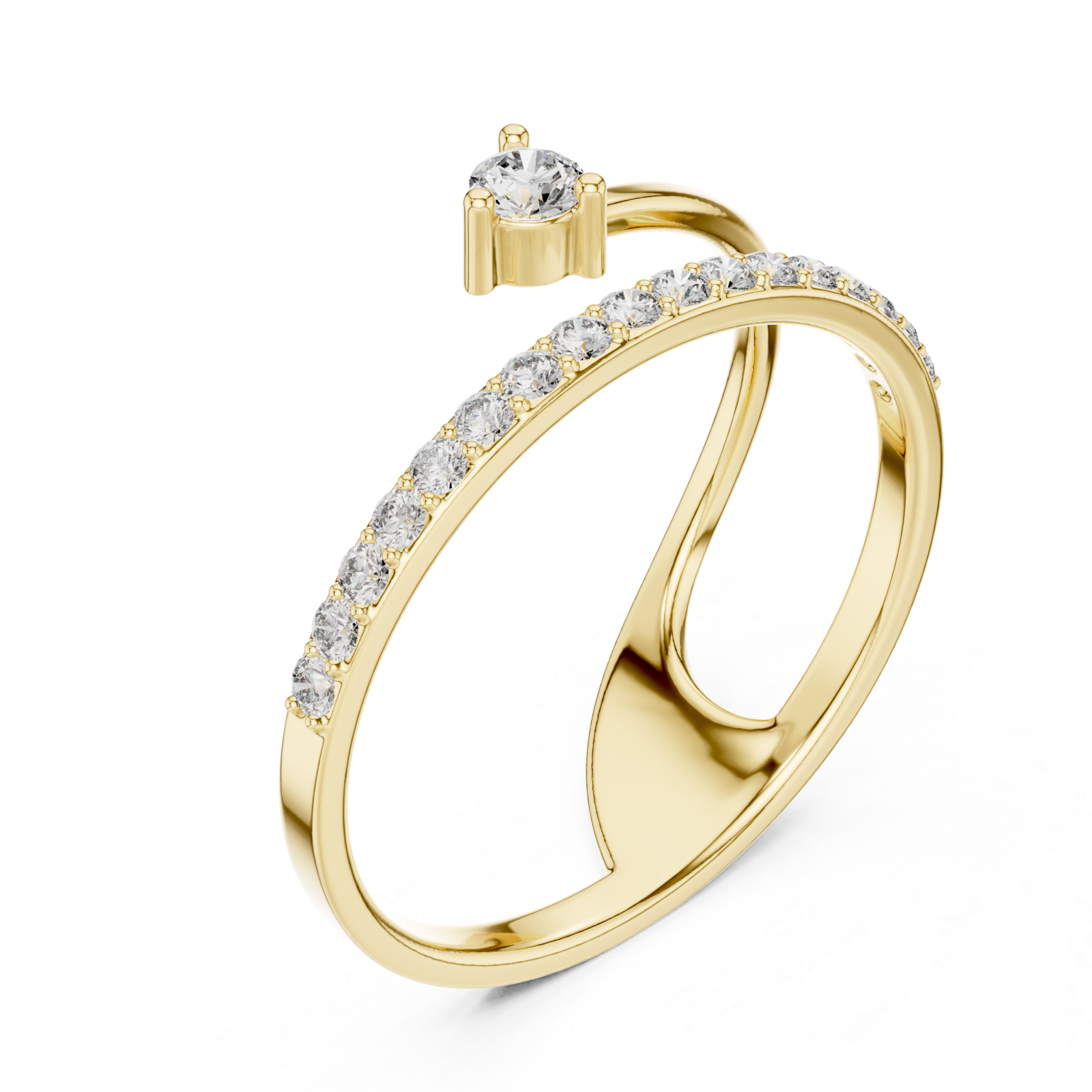 Gold Infinite Grace Crossover Solitaire Ring Right View