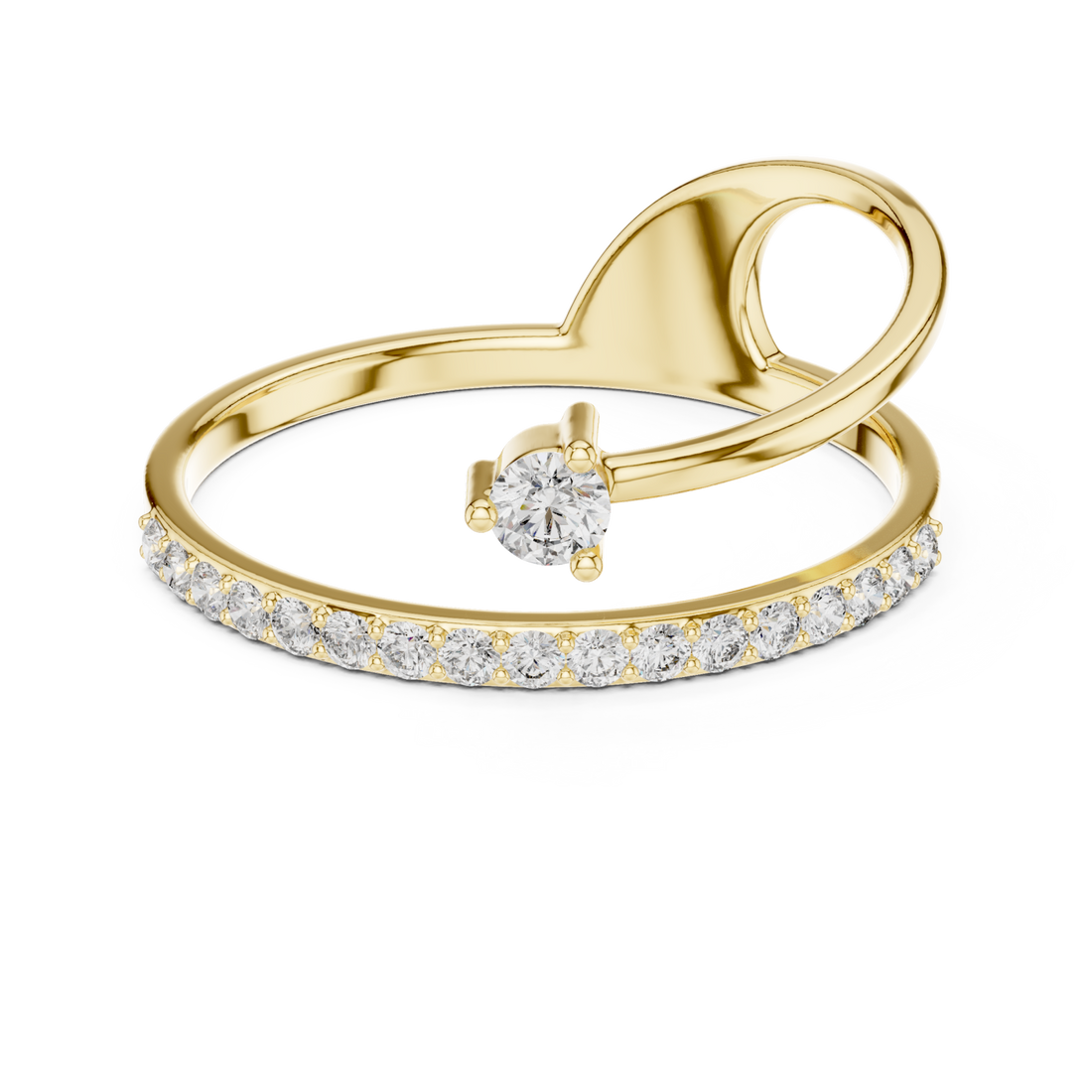 Gold Infinite Grace Crossover Solitaire Ring Right View