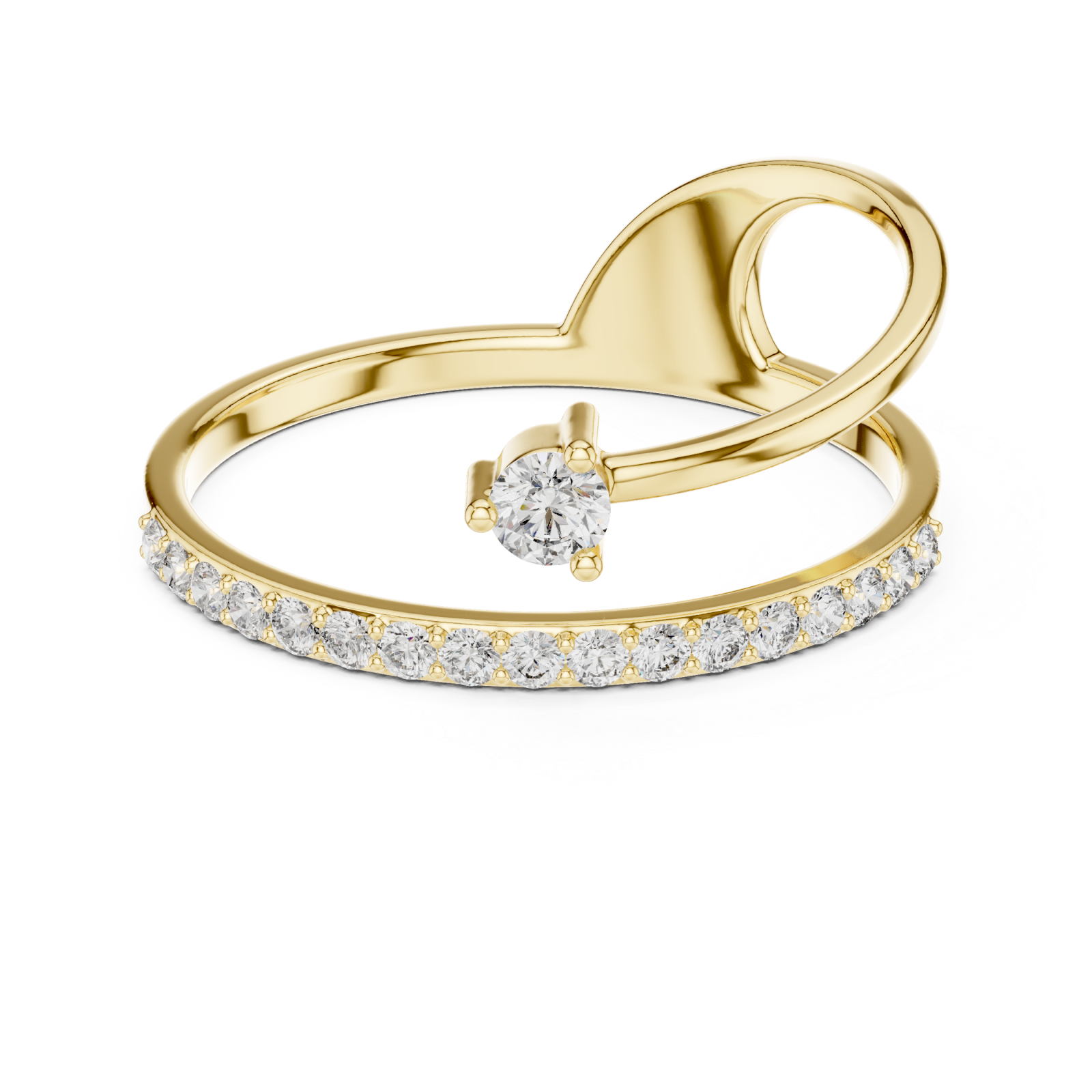  Gold Infinite Grace Crossover Solitaire Ring Front View