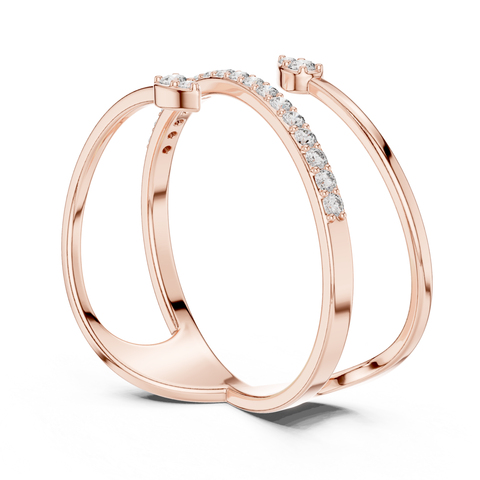  Rose Gold Essence Swirl Embrace Ring Left View