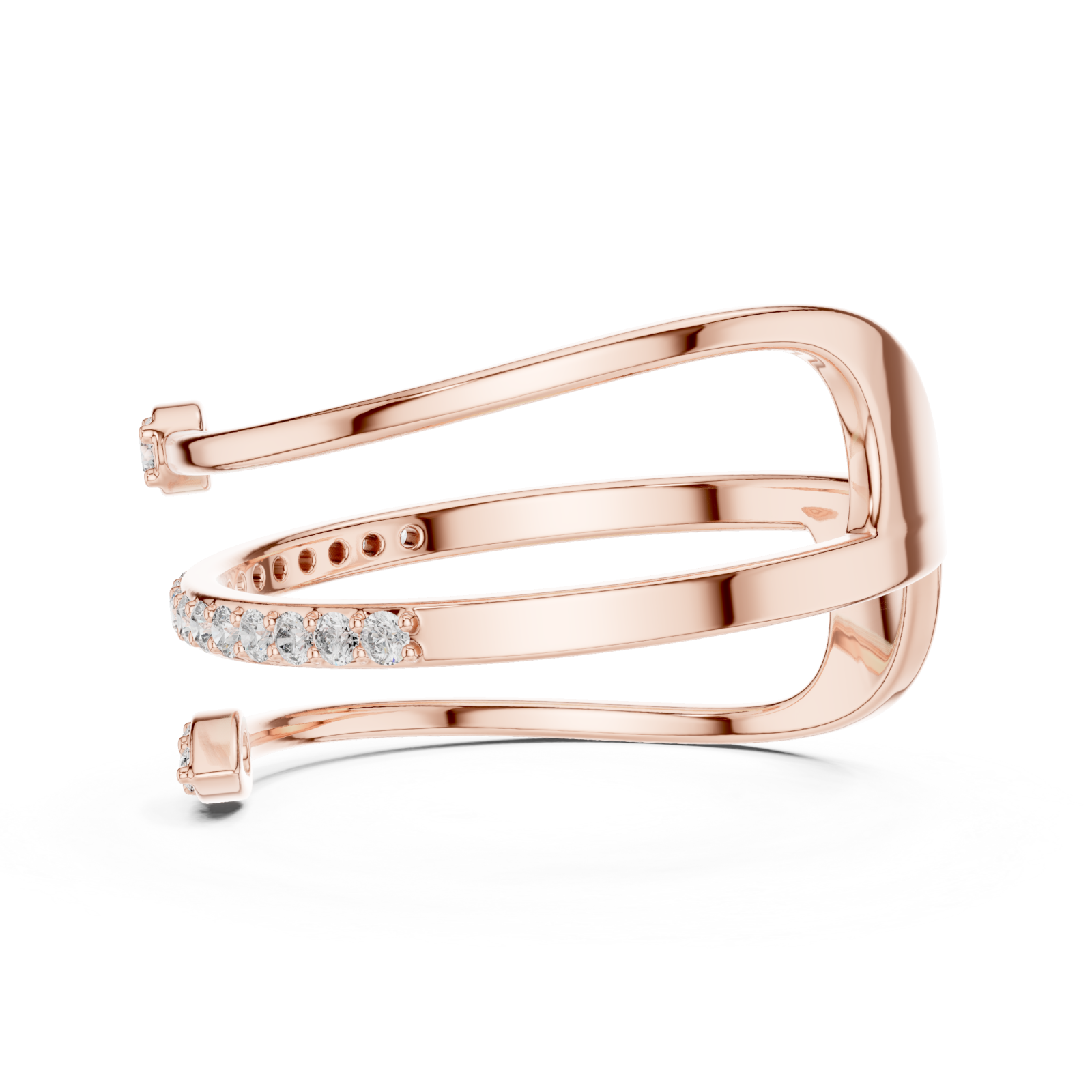  Rose Gold Essence Swirl Embrace Ring Side View